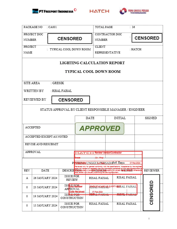 Risal Faisal sebagai calculation engineer sedang melakukan simulasi perhitungan penerangan sesuai standar teknis