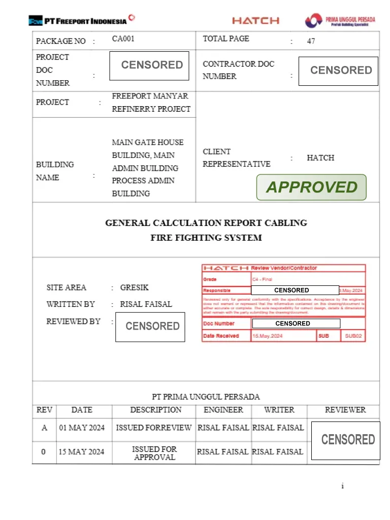 Foto ini menunjukkan Risal Faisal, seorang engineer profesional di bidang MEP, sedang melakukan perhitungan sistem kabel fire alarm. Kegiatan ini mencakup analisis kebutuhan kabel, skema jalur instalasi, dan estimasi kapasitas deteksi untuk memastikan sistem fire alarm berfungsi optimal sesuai standar keselamatan kerja. Keahlian ini sangat penting dalam proyek pembangunan gedung, perkantoran, dan fasilitas industri.